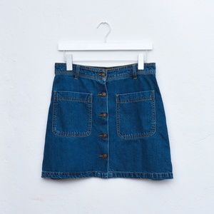 Zara Denim High Waist Button Mini Skirt